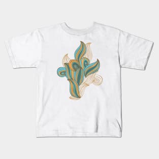 Wave beige and blue Kids T-Shirt